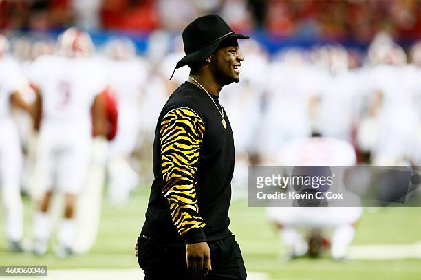 Sean Weatherspoon of the Atlanta Falcons attends the SEC Championship game between the Alabama Crimson Tide and the Missouri Tigers at the Georgia...
