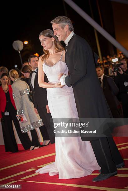 Laetitia Casta and jeremy Irons attend the Tribute To Jeremy Irons as part of the 14th Marrakech International Film Festival December 6, 2014 in...