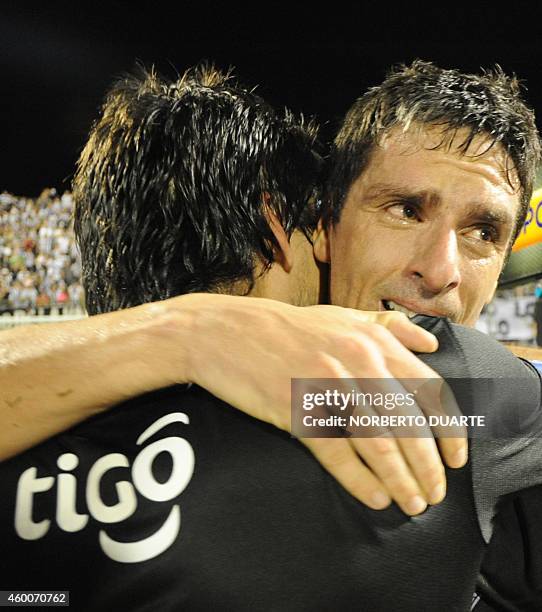 Uruguayan Hernan Rodrigo Lopez of Lbertad celebrates after winning Paraguay's Clausura tournament final football match against Nacional, in Asuncion,...