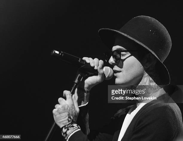 Jesse Rutherford of the band The Neighbourhood performs at the PANDORA Holiday Discovery Den at The Grand Ballroom at Manhattan Center on December 6,...