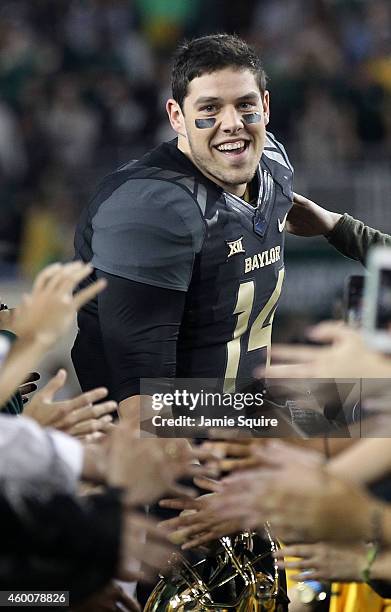 Bryce Petty of the Baylor Bears enters the field before the start of the game against the Kansas State Wildcats on December 6, 2014 at McLane Stadium...