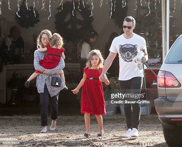 Jessica Alba, Cash Warren, Haven Warren and Honor Warren are seen on December 06, 2014 in Los Angeles, California.
