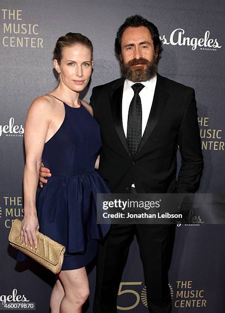 Lisset Gutierrez and actor Demian Bichir attend The Music Center's 50th Anniversary Spectacular at The Music Center on December 6, 2014 in Los...