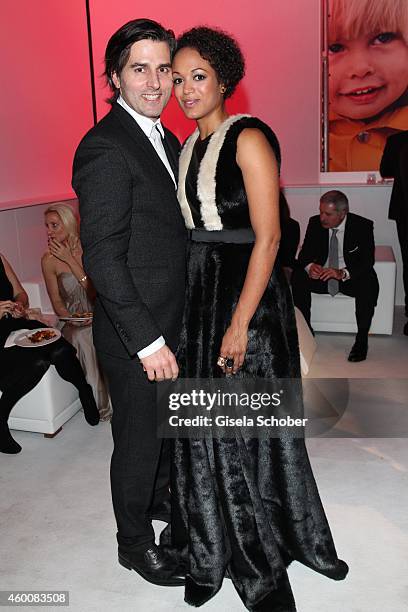 Milka Loff Fernandes and her huasband Robert Irschara attend the Ein Herz fuer Kinder Gala 2014 after show party at Tempelhof Airport on December 6,...