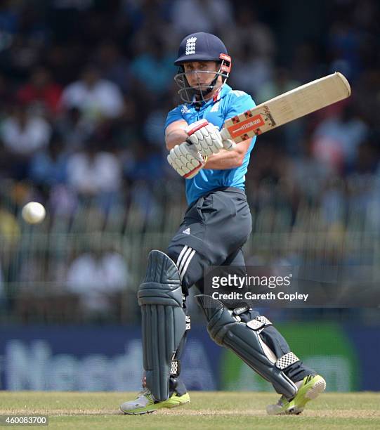 James Taylor of England bats during the 4th One Day International match between Sri Lanka and England at R. Premadasa Stadium on December 7, 2014 in...