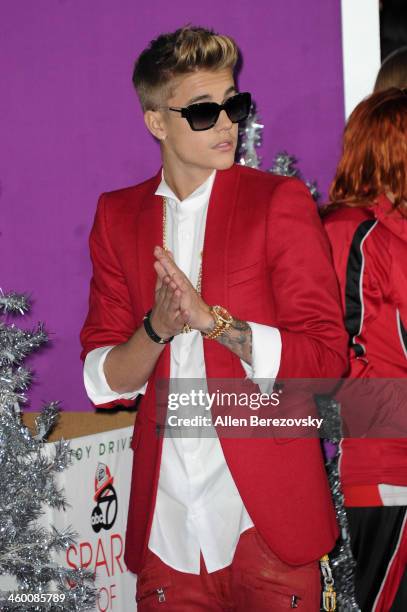 Justin Bieber attends the premiere of Open Road Films' 'Justin Bieber's Believe' at Regal Cinemas L.A. Live on December 18, 2013 in Los Angeles,...