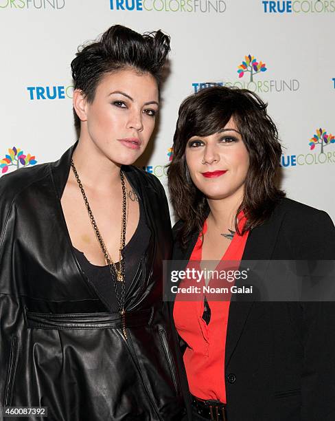 Musicians Kiyomi McCloskey and Laura Petracca of the band Hunter Valentine attend the 4th Annual "Home For The Holidays" Benefit Concert at Beacon...