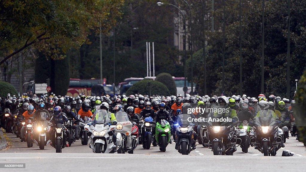 Spanish motorcycle riders' demonstration in Madrid