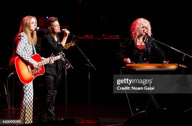 Patty Griffin, Natalie Maines and Cyndi Lauper perform during the 4th Annual "Home For The Holidays" Benefit Concert at Beacon Theatre on December 6,...