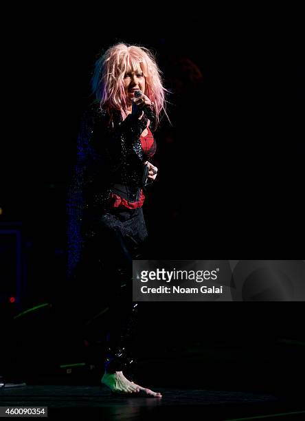 Cyndi Lauper performs during the 4th Annual "Home For The Holidays" Benefit Concert at Beacon Theatre on December 6, 2014 in New York City.