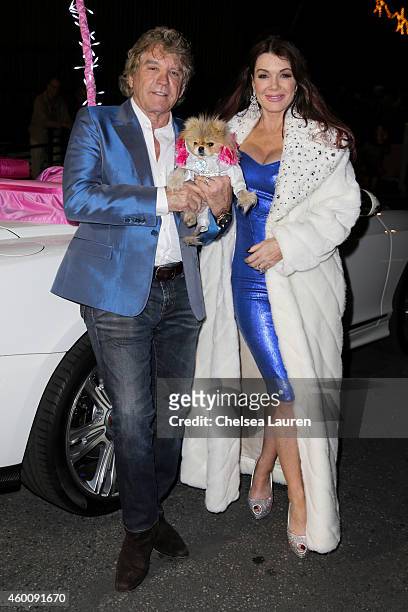 Personality Ken Todd and parade Marshall Lisa Vanderpump serves as Grand Marshall of Palm Springs Festival Of Lights Parade wearing a diamond...