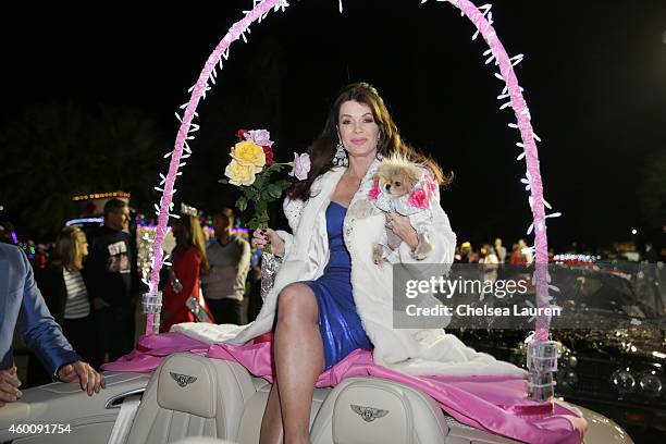 Personality Lisa Vanderpump serves as Grand Marshall of Palm Springs Festival Of Lights Parade wearing a diamond encrusted Marc Bouwer faux fur on...