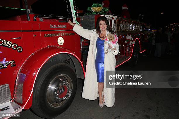 Personality Lisa Vanderpump serves as Grand Marshall of Palm Springs Festival Of Lights Parade wearing a diamond encrusted Marc Bouwer faux fur on...