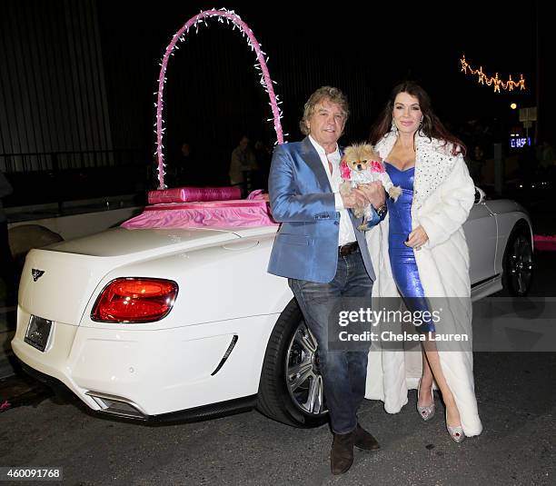 Personality Ken Todd and parade Marshall Lisa Vanderpump serves as Grand Marshall of Palm Springs Festival Of Lights Parade wearing a diamond...