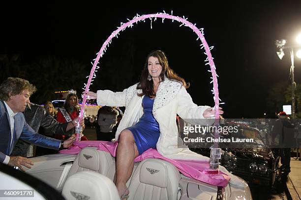 Personality Lisa Vanderpump serves as Grand Marshall of Palm Springs Festival Of Lights Parade wearing a diamond encrusted Marc Bouwer faux fur on...
