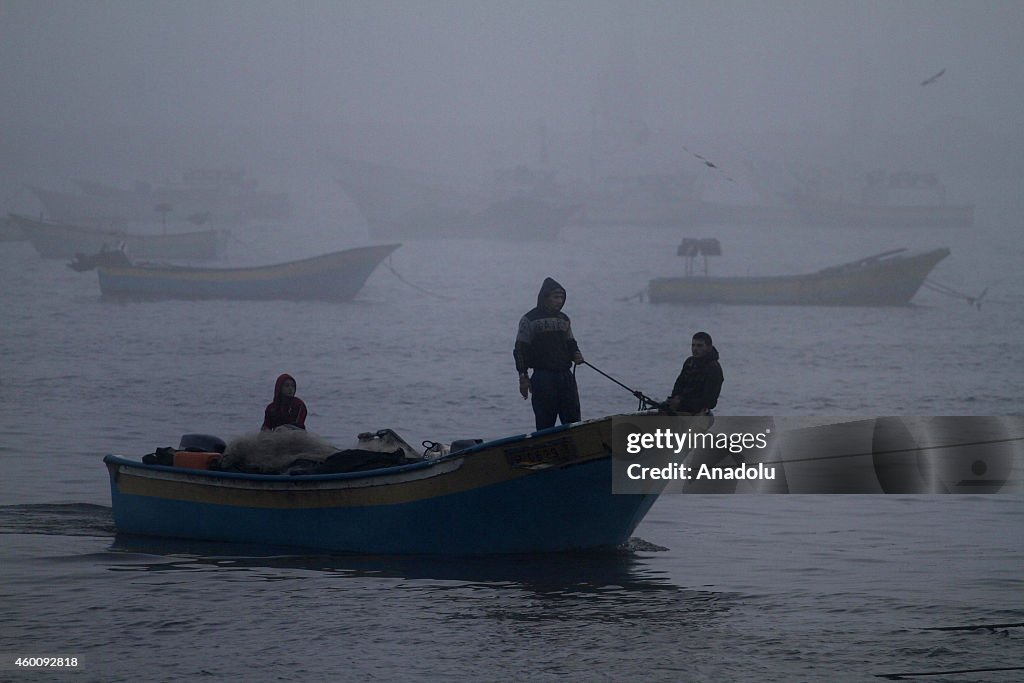 Palestinian fishermen at Gaza Port