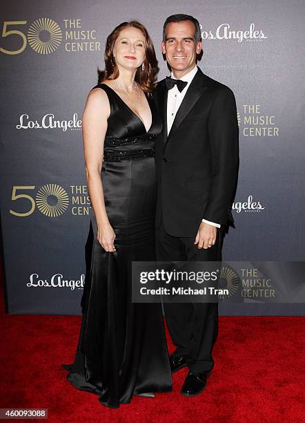 Mayor of Los Angeles, Eric Garcetti arrives at The Music Center's 50th Anniversary Spectacular held at Dorothy Chandler Pavilion on December 6, 2014...