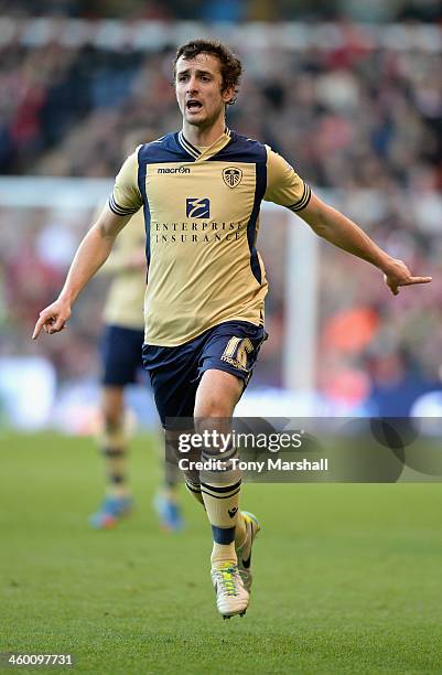 Danny Pugh of Leeds United during the Sky Bet Championship match between Nottingham Forest and Leeds United at City Ground on December 29, 2013 in...