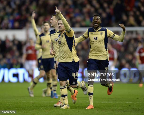 Ross McCormack of Leeds United celebrates scoring their first goal during the Sky Bet Championship match between Nottingham Forest and Leeds United...