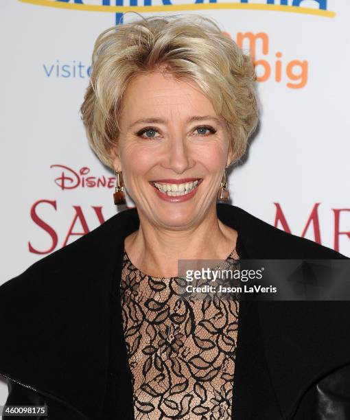 Actress Emma Thompson attends the premiere of "Saving Mr. Banks" at Walt Disney Studios on December 9, 2013 in Burbank, California.