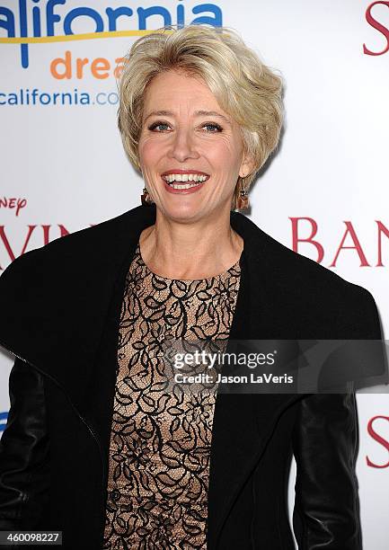 Actress Emma Thompson attends the premiere of "Saving Mr. Banks" at Walt Disney Studios on December 9, 2013 in Burbank, California.