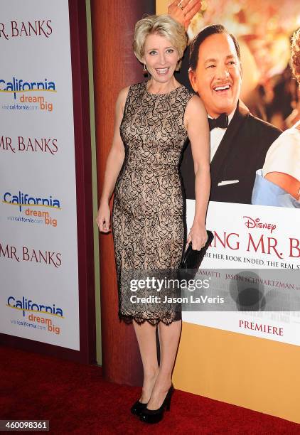 Actress Emma Thompson attends the premiere of "Saving Mr. Banks" at Walt Disney Studios on December 9, 2013 in Burbank, California.