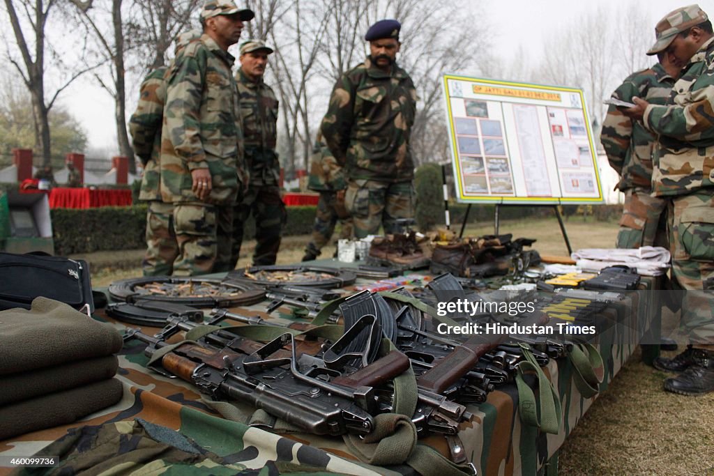 Army Displays Arms, Ammunition And Food Recovered From Militants