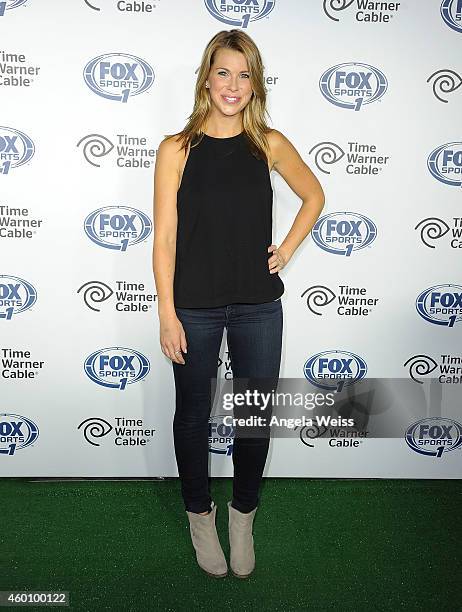 Sports 1 reporter Jenny Taft arrives at the FOX Sports 1 Women's World Cup Kickoff event at Hangar 8 on December 6, 2014 in Santa Monica, California.