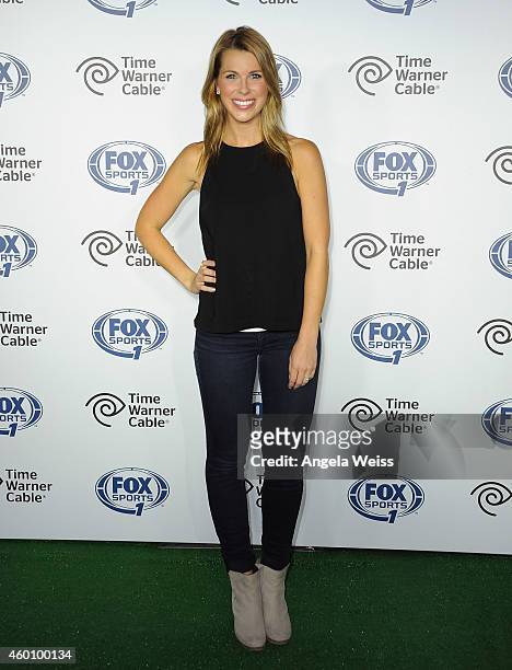 Sports 1 reporter Jenny Taft arrives at the FOX Sports 1 Women's World Cup Kickoff event at Hangar 8 on December 6, 2014 in Santa Monica, California.