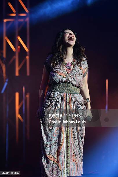 Laura Pausini performs at the 2014 Annual Dreaming On The Beach Gala at Fillmore Miami Beach on December 6, 2014 in Miami Beach, Florida.