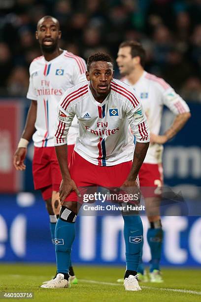 Cleber Reis of Hamburg during the First Bundesliga match between Hamburger SV and 1. FSV Mainz 05 at Imtech Arena on December 7, 2014 in Hamburg,...