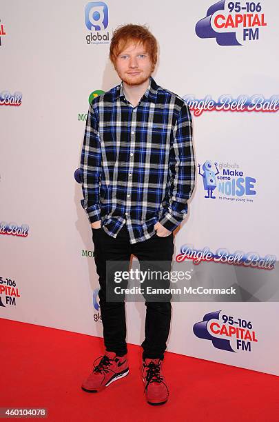 Ed Sheeran attends the Jingle Bell Ball at 02 Arena on December 7, 2014 in London, England.