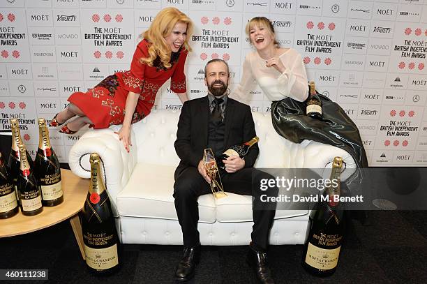 Paloma Faith, Stephen Rennicks, winner of the Best Technical Achievement award for "Frank", and Edith Bowman pose at The Moet British Independent...