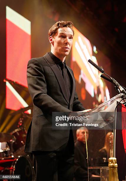 Benedict Cumberbatch, winner of The Variety Award on stage during The Moet British Independent Film Awards at Old Billingsgate Market on December 7,...