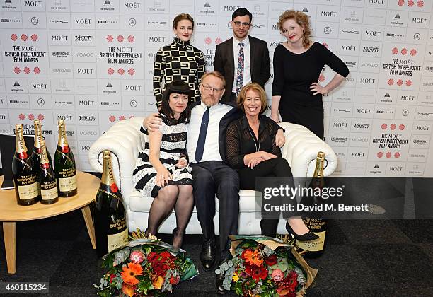 Gaby Hermon, Simon Bird, Murial van Cruchten, Johanna von Fischer, Jared Harris and Tessa Collinson pose at The Moet British Independent Film Awards...