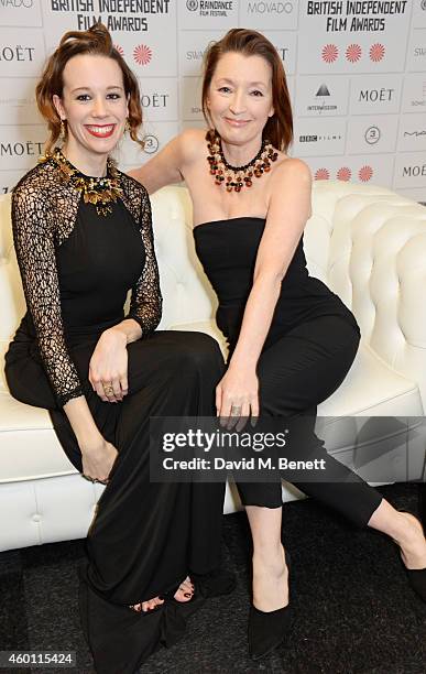 Chloe Pirrie and Lesley Manville pose at The Moet British Independent Film Awards 2014 at Old Billingsgate Market on December 7, 2014 in London,...