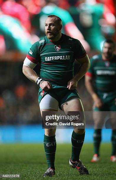 Leonardo Ghiraldini of Leicester looks on during the European Rugby Champions Cup group 3 match between Leicester Tigers and RC Toulon at Welford...