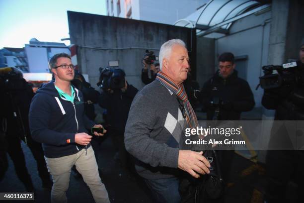 Brother Ralf Schumacher and father Rolf Schumacher arrive at the Grenoble University Hospital Centre where former German Formula One driver Michael...