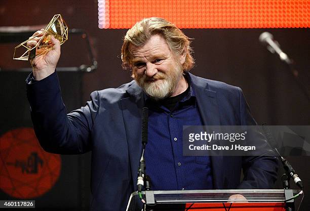 Brendan Gleeson accepts the Best Actor award for 'Calvary' at the Moet British Independent Film Awards 2014 at Old Billingsgate Market on December 7,...