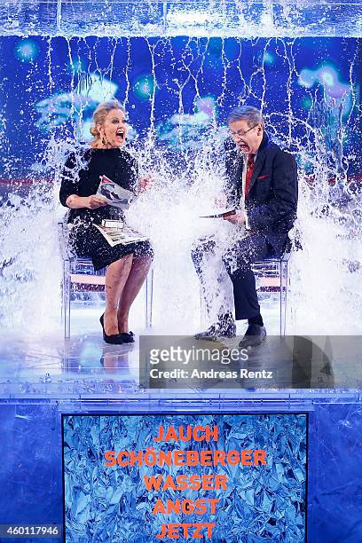 Barbara Schoeneberger and TV host Guenther Jauch take part in the 'Ice Bucket Challenge' during the 2014! Menschen, Bilder, Emotionen - RTL...