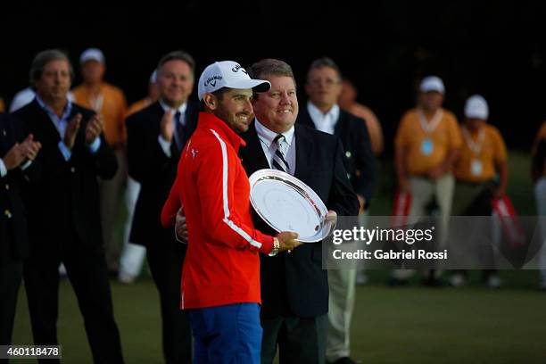 Julian Etulain of Argentina is honored during the closing day of the 109th VISA Open Argentina as part of PGA Latinoamerica tour at Martindale...