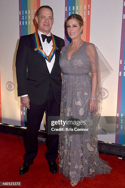 Tom Hanks and Rita Wilson walk the red carpet during the 27th Annual Kennedy Center Honors at John F. Kennedy Center for the Performing Arts on...