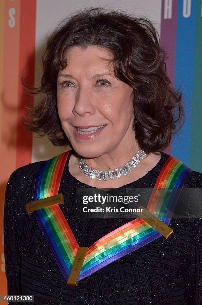 Lily Tomlin walks the red carpet during the 27th Annual Kennedy Center Honors at John F. Kennedy Center for the Performing Arts on December 7, 2014...