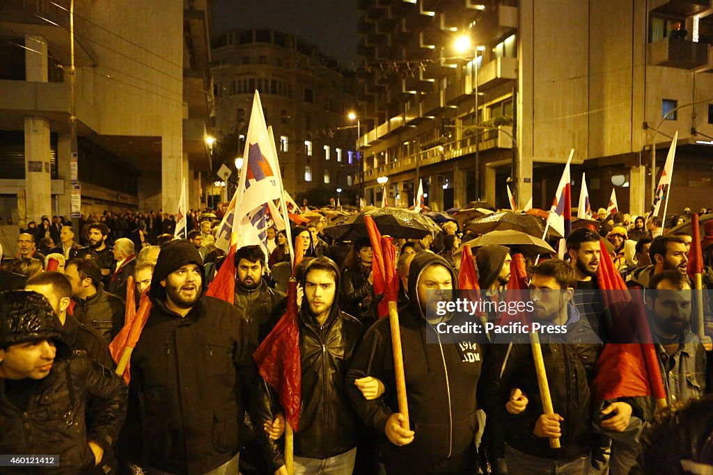 Protesters from the PAME (All-Workers Militant Front) trade...