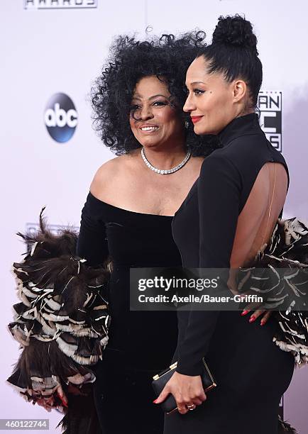 Singer Diana Ross and daughter actress Tracee Ellis Ross arrive at the 2014 American Music Awards at Nokia Theatre L.A. Live on November 23, 2014 in...