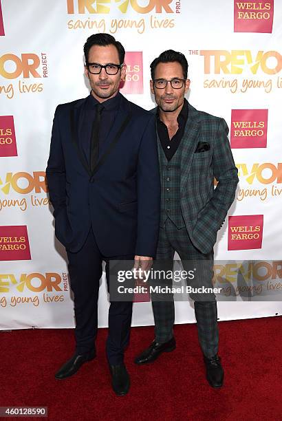 Actor Lawrence Zarian and model Gregory Zarian attend "TrevorLIVE LA" Honoring Robert Greenblatt, Yahoo and Skylar Kergil for The Trevor Project at...