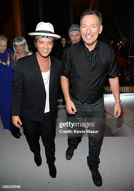 Bruno Mars and Bruce Springsteen attend the 37th Annual Kennedy Center Honors at The John F. Kennedy Center for Performing Arts on December 7, 2014...
