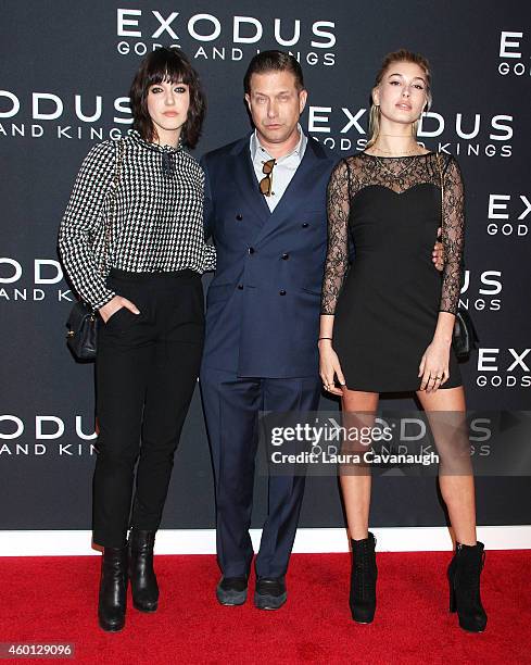 Alaia Baldwin, Stephen Baldwin and Hailey Baldwin attend the "Exodus: Gods And Kings" New York Premiere at Brooklyn Museum on December 7, 2014 in New...