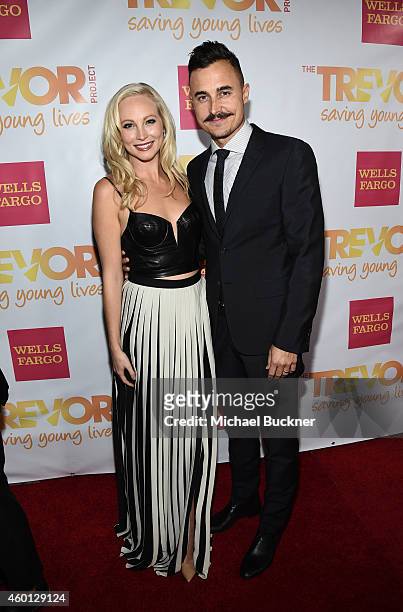 Actress Candice Accola and musician Joe King attend "TrevorLIVE LA" Honoring Robert Greenblatt, Yahoo and Skylar Kergil for The Trevor Project at...