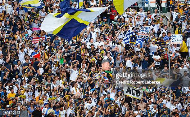 Los Angeles Galaxy fans during the 2014 MLS Cup match between New England Revolution and the Los Angeles Galaxy at the at StubHub Center on December...